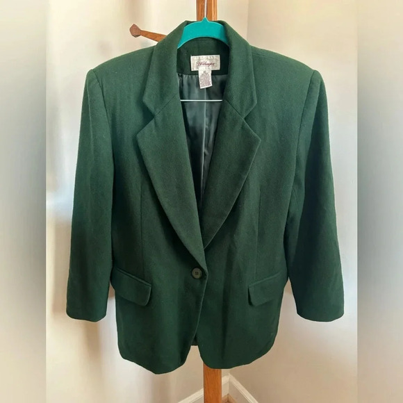Worthington Vintage Size 10 Hunter Green 100% Wool Blazer - Picture 1 of 3